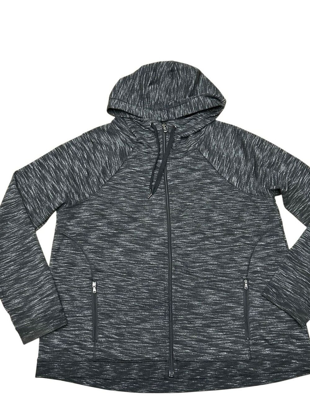 Tek Gear DryTek Women's Full Zip Hoodie Space Dye Heather Black Gray Size L